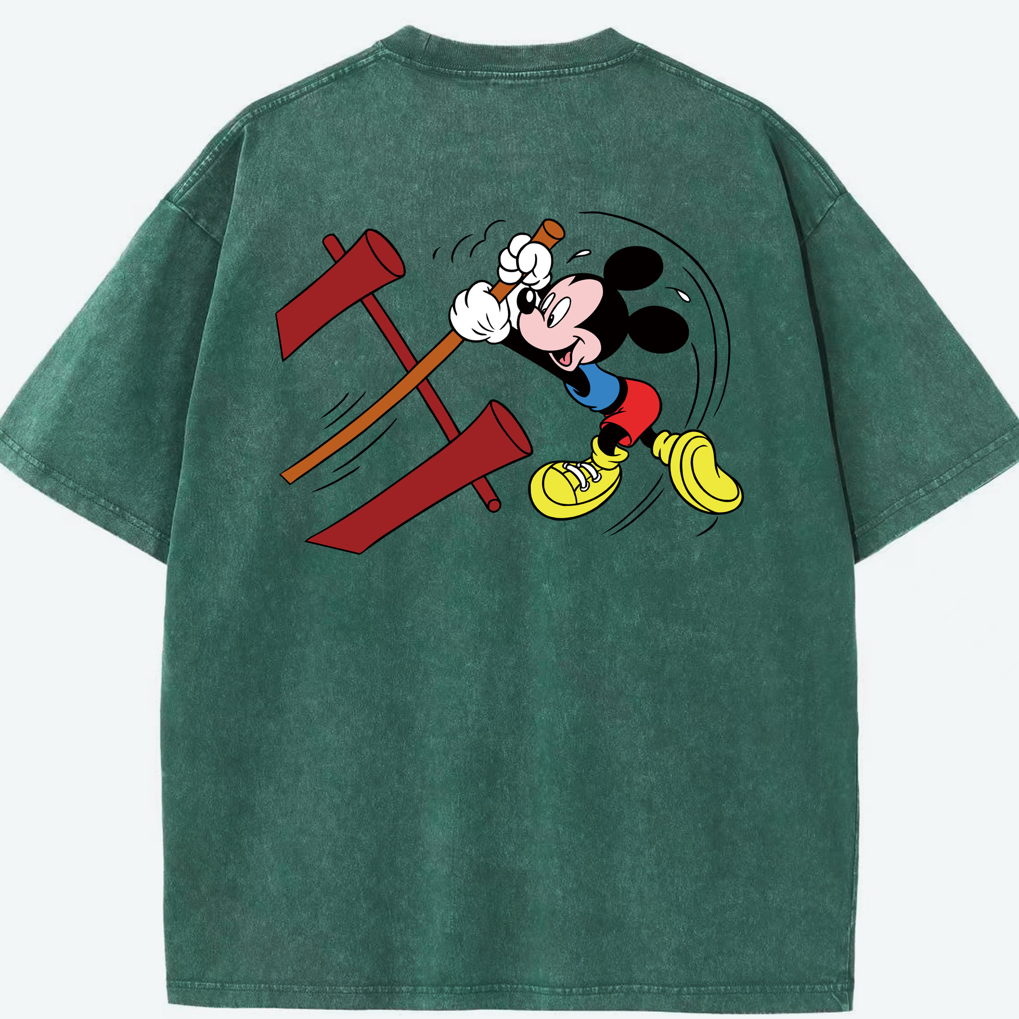 （画像用） ミッキーマウス Mickey Mouse 綿100% ヴィンテージ風 半袖Tシャツ（背面プリント）